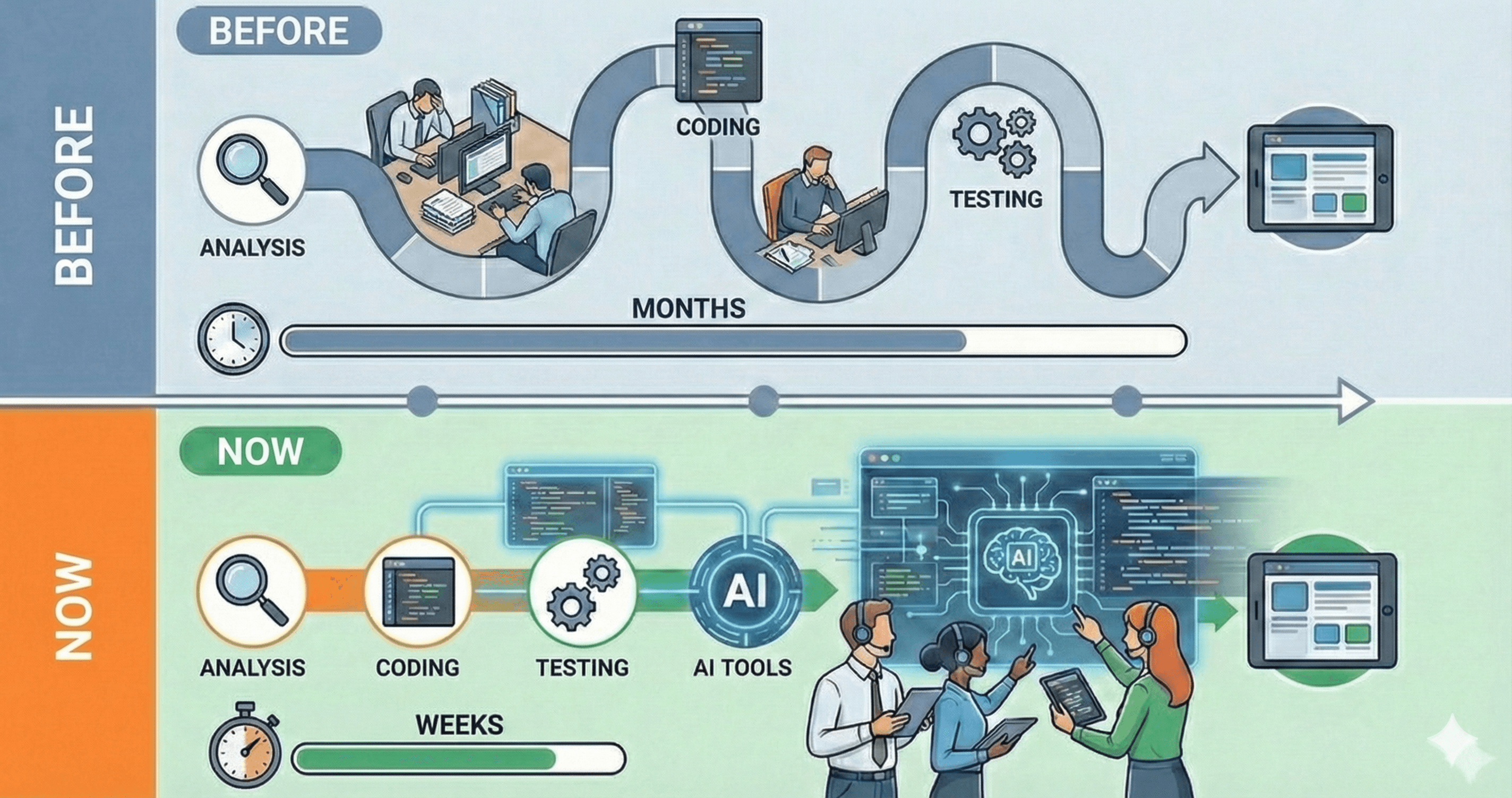 Custom software is created at least three times faster thanks to AI